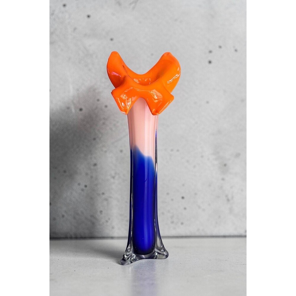 Mid-Century Modern Art Glass Vase – Tri-Color Jack-in-the-Pulpit Sommerso Style